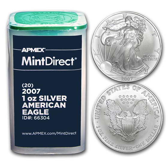 2007 1 oz Silver American Eagles (20-Coin MintDirect® Tube) 2007 1 oz Silver American Eagles (20-Coin MintDirect® Tube)